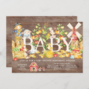 Schattigee Boeren Markt Baby shower Uitnodiging
