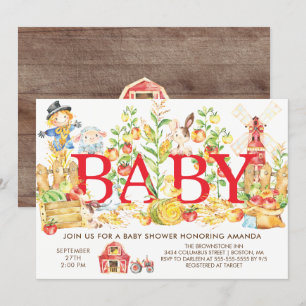 Schattigee Boeren Markt Baby shower Uitnodiging