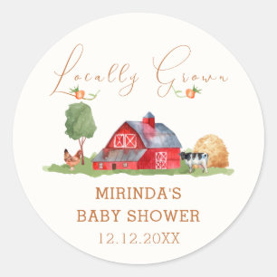 Schattigee  Boeren Markt Barnyard Baby shower Ronde Sticker