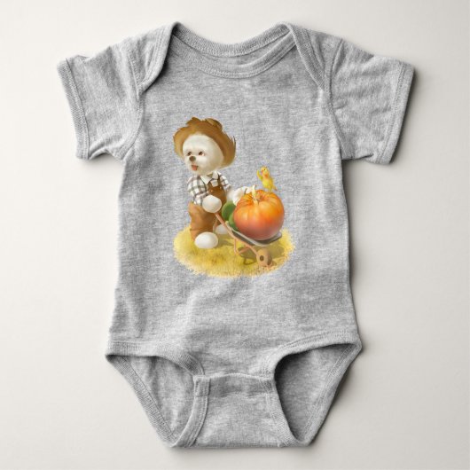 Schattigee Boerenhond met Pompoen Romper (Voorkant)