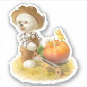 Schattigee Boerenhond met Pompoen Sticker (Voorkant)