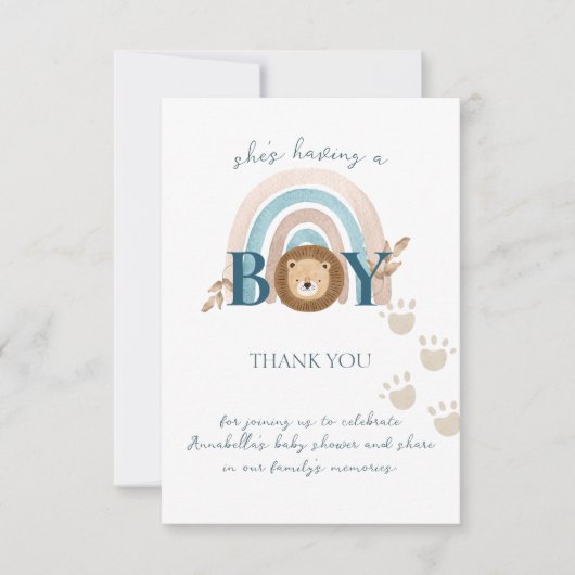 Schattigee Boho Baby Boy Lion Cub Pawprints Bedankkaart