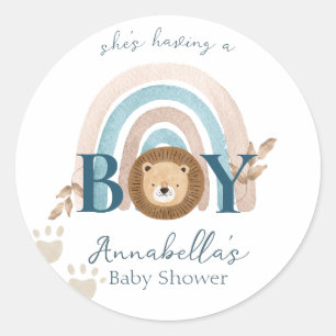 Schattigee Boho Baby Boy Lion Cub Pawprints Ronde Sticker