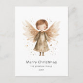 Schattigee Boho Beige Kerst Baby Angel Briefkaart (Voorkant)