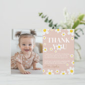 Schattigee Boho Daisy Bloom verjaardagsfeestje Bedankkaart (Staand voorkant)