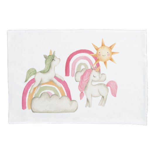 Schattigee Boho eenhoorns en regenbogen Kussensloop (Voorkant)