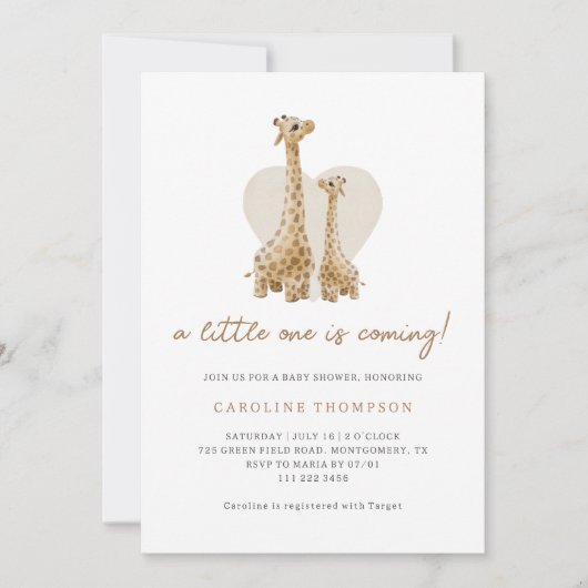 Schattigee Boho Giraffe Baby shower Kaart (Voorkant)
