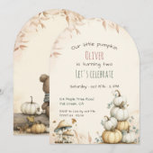 Schattigee boho Herfst Onze kleine pompoenverjaard Kaart (Voorkant / Achterkant)