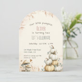 Schattigee boho Herfst Onze kleine pompoenverjaard Kaart (Staand voorkant)