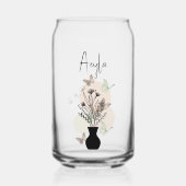 Schattigee Boho Line Art Bloemen en Vlinders Blikvorm Glas (Voorkant)
