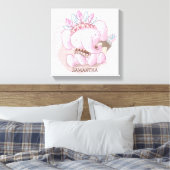 Schattigee boho olifant meisje kwekerij canvas afdruk (Insitu (Slaapkamer))