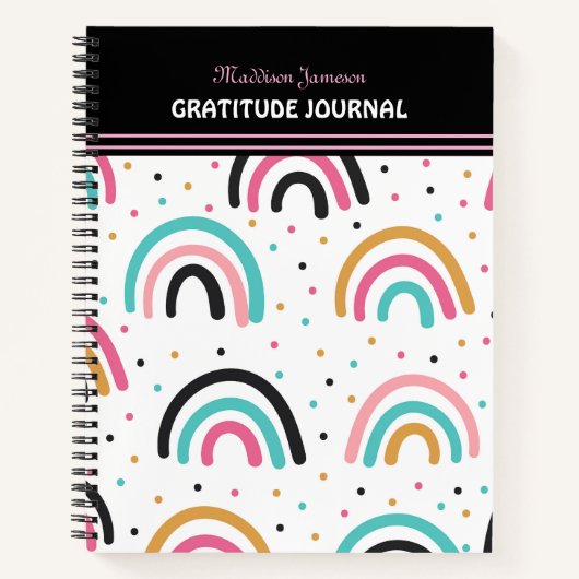 Schattigee Boho Rainbow Dankbaarheid Dagboek Notitieboek (Voorkant)