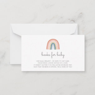 Schattigee Boho Regenboog Boeken voor Baby shower  Notitiekaartje