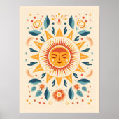 Schattigee Boho  Retro Celestial Sun Poster (Voorkant)