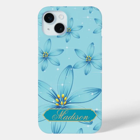 Schattigee boho retro glow Gepersonaliseerde blauw Case-Mate iPhone Case (Achterkant)