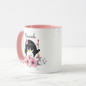 Schattigee Boho Tribal Penguin Roze Two-Tone Naam Mok (Voorkant links)