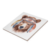 Schattigee boho waterverf hippie beer ontwerp tegeltje (Zijkant)