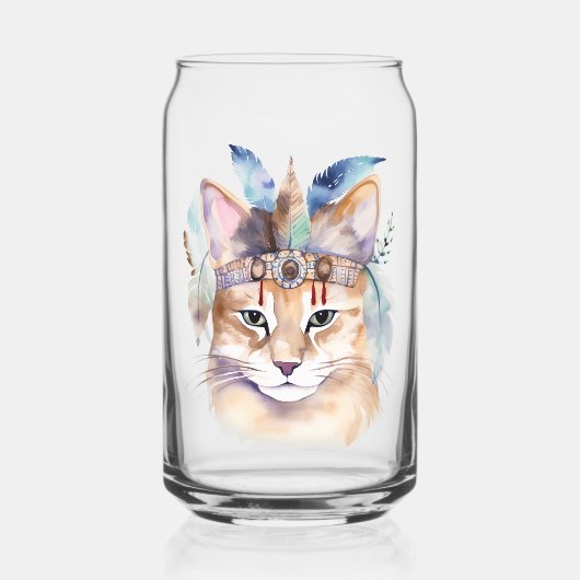Schattigee boho waterverf hippie cat design blikvorm glas (Voorkant)