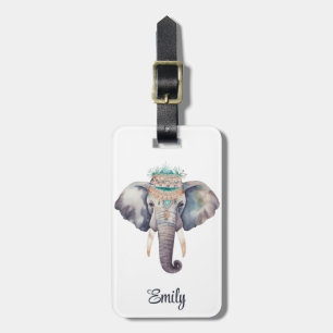 Schattigee boho waterverf hippie olifant ontwerp bagagelabel