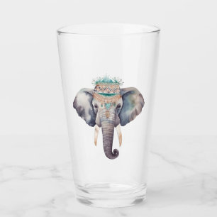 Schattigee boho waterverf hippie olifant ontwerp glas