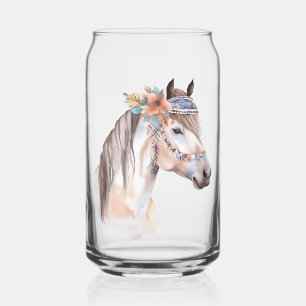 Schattigee boho waterverf hippie paard ontwerp blikvorm glas