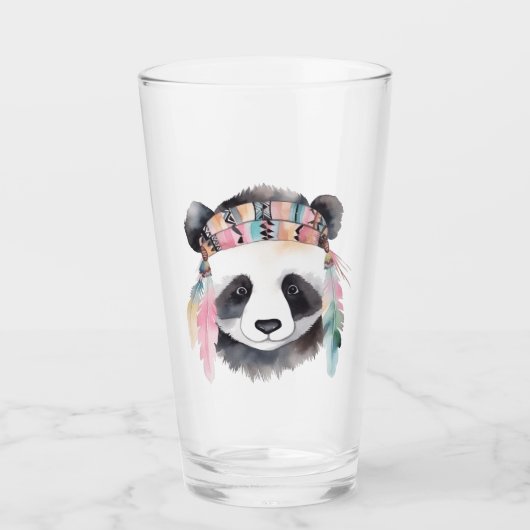 Schattigee boho waterverf hippie panda ontwerp glas (Voorkant)