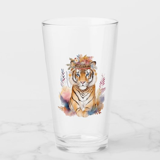 Schattigee boho waterverf hippie tijger ontwerp glas (Voorkant)