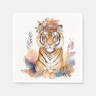 Schattigee boho waterverf hippie tijger ontwerp servet