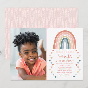 Schattigee Boho Waterverf Regenboog Foto Verjaarda Kaart