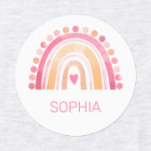 Schattigee Boho Waterverf Regenboog in Roze strijk Labels (Design 1)