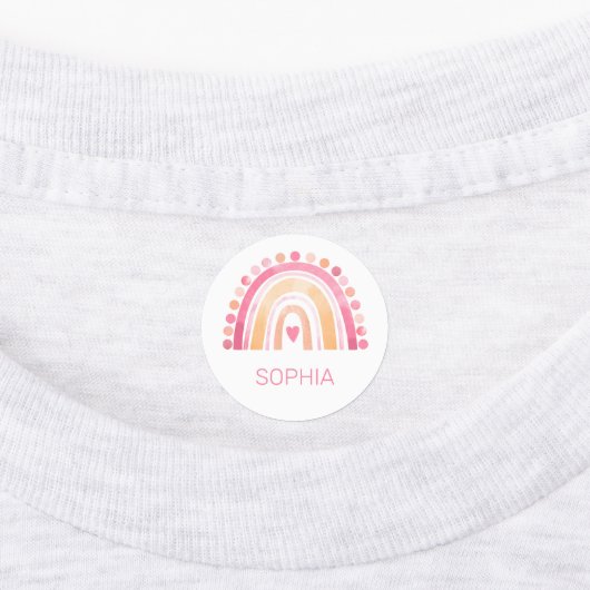 Schattigee Boho Waterverf Regenboog in Roze strijk Labels (Aangebracht)