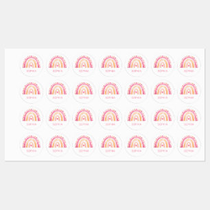 Schattigee Boho Waterverf Regenboog in Roze strijk Labels