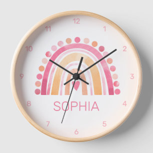 Schattigee Boho Waterverf regenboog in roze wandkl