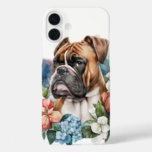 SCHATTIGEE BOKSER PUPPY HOND IN WILDE BLOEMEN Case-Mate iPhone CASE (Achterkant)