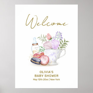 Schattigee Bonjour Macarons Melkthee Baby shower W Poster