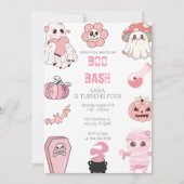 Schattigee Boo Bash Part Roze Verjaardag Kaart (Voorkant)