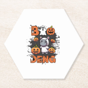 Schattigee BOO DENG Mijn Moo Thang Halloween Kostu Kartonnen Onderzetters