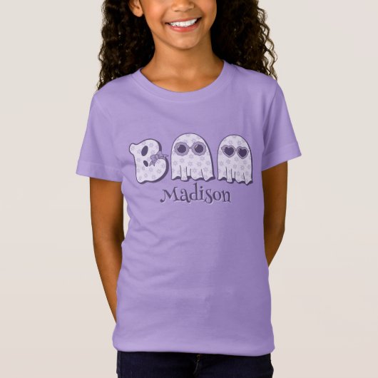 Schattigee Boo Ghost Halloween aangepaste naam of  T-shirt (Voorkant)