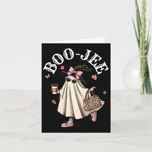 Schattigee Boo Jee Ghost Halloween Leopard Ghost C Kaart (Voorkant)