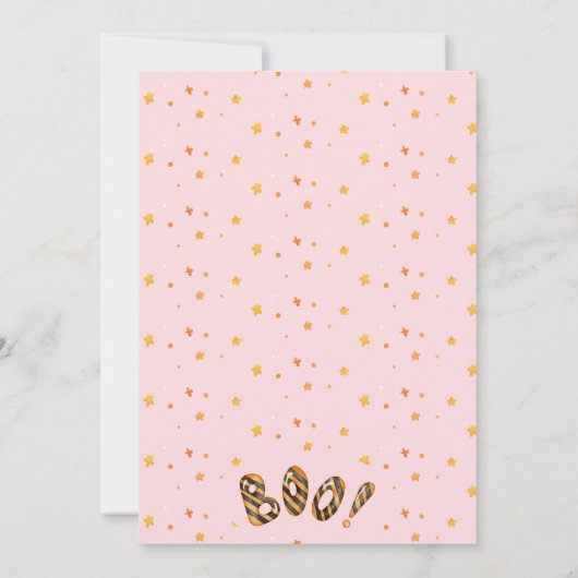 Schattigee boog roze spooky een 1e Halloween Verja Kaart (Achterkant)