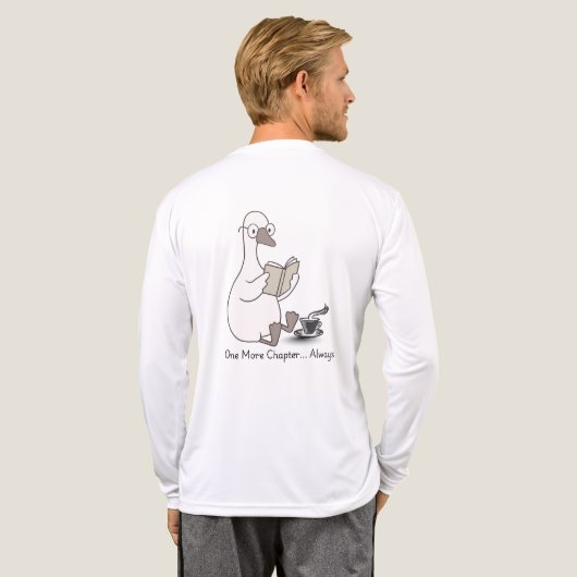 Schattigee Bookish Duck Reading met Coffee T shirt (Achterkant)