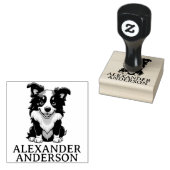 Schattigee Border Collie Cartoon personaliseren Rubberstempel (Gestempeld)