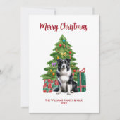 Schattigee Border Collie Hondenfamilie Kerstmis Feestdagenkaart (Voorkant)