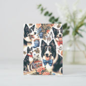 Schattigee  Border Collie Illustratie Briefkaart (Staand voorkant)
