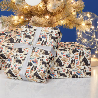  Schattigee Border Collie Illustratie Cadeaupapier