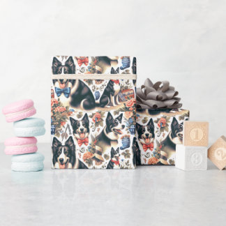 Schattigee  Border Collie Illustratie Cadeaupapier