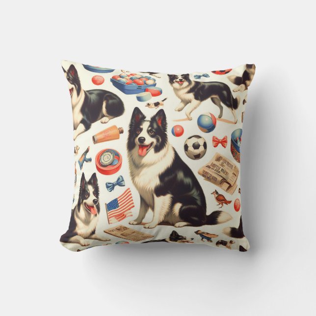  Schattigee Border Collie Illustratie Kussen (Voorkant)
