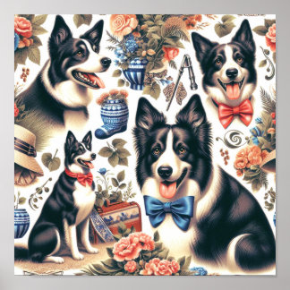 Schattigee  Border Collie Illustratie Poster