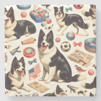  Schattigee Border Collie Illustratie Stenen Onderzetter