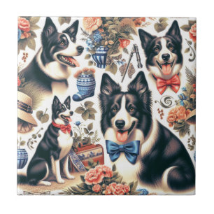 Schattigee  Border Collie Illustratie Tegeltje